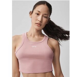 Alo Yoga Aspire Tank XS athleisure racer back cropped layered ribbed exercise